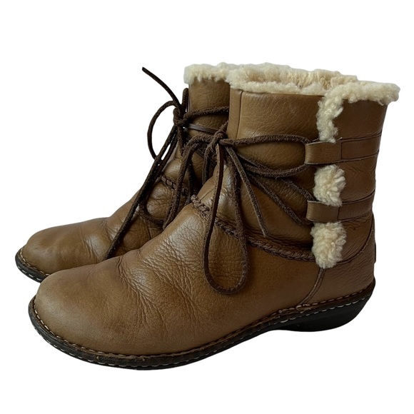 Caspia Lace Up Tan Leather Boots Size 